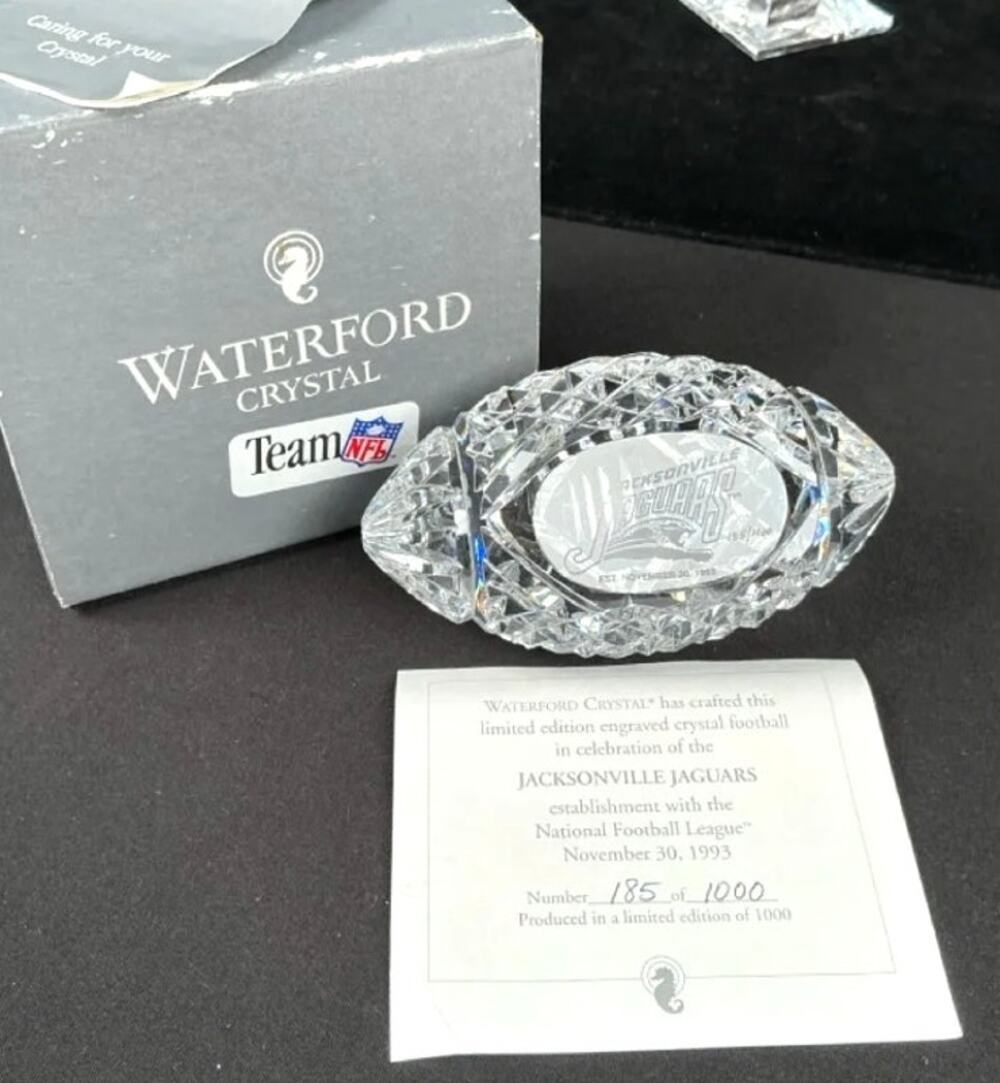 Waterford Crystal Jacksonville Jaguars NFL Football Paperweight CoA #185/1000